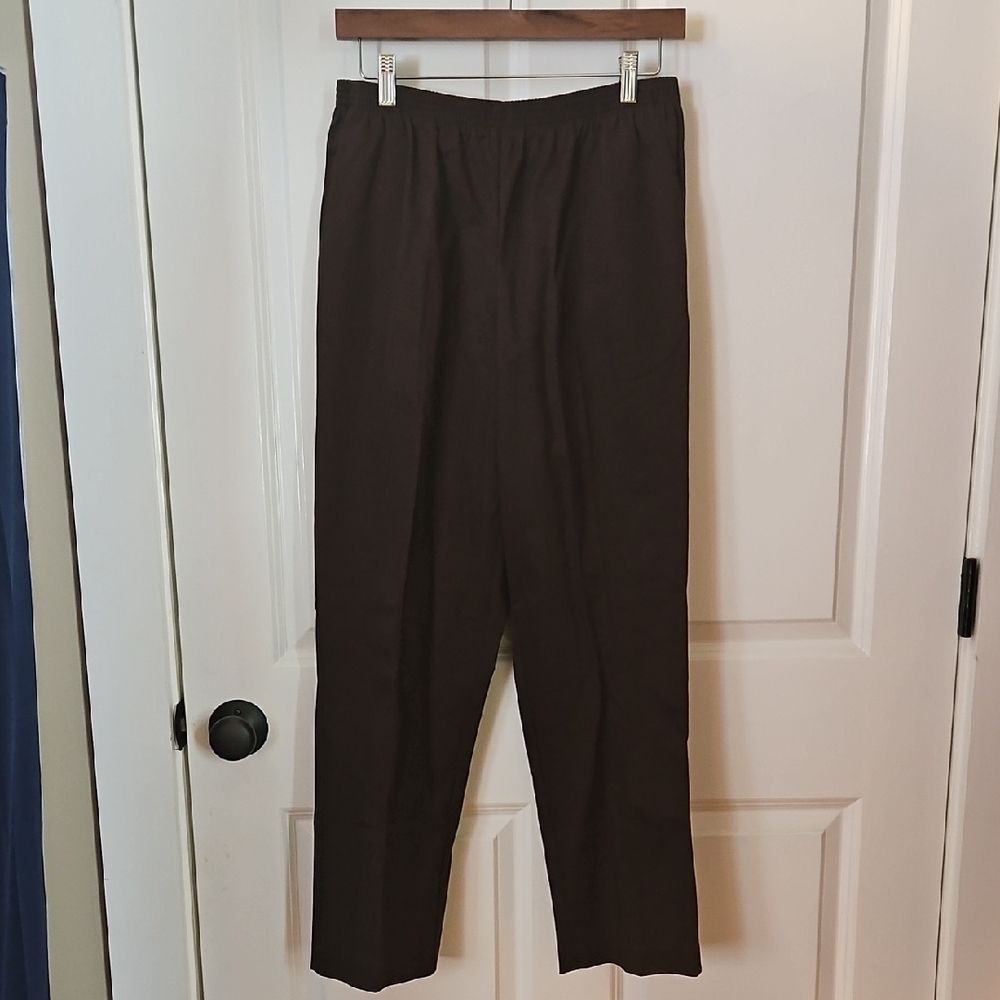 Alfred Dunner 8 Short Dark Brown Elastic Waist Pocketed Pants NWT